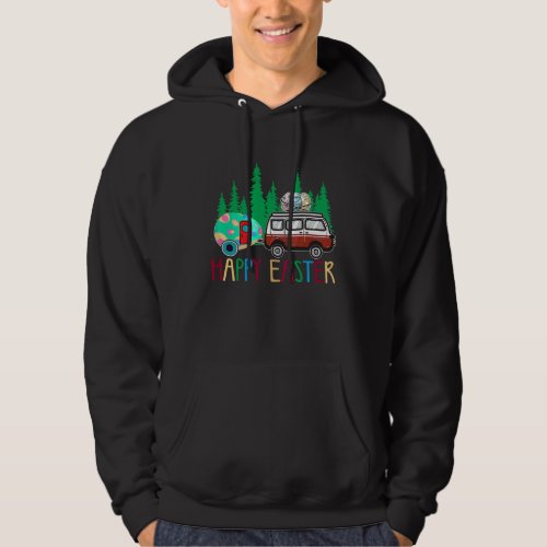 Cute Bunny Eggs Easter Camping Happy Easter Day Ca Hoodie