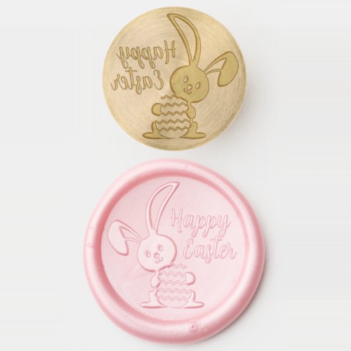 Cute Bunny Elegant Typography Style Happy Easter Wax Seal Stamp