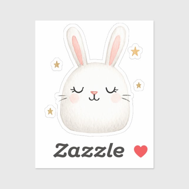 Cute Bunny Face – Adorable White Rabbit Set Sticker (Sheet)