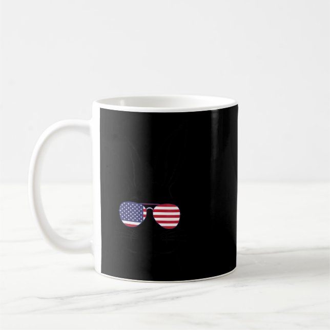 Cute Bunny Face American Flag Glasses Easter Day 3 Coffee Mug (Left)
