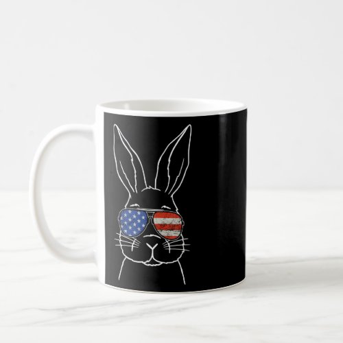 Cute Bunny Face American Flag Glasses Easter Day 7 Coffee Mug