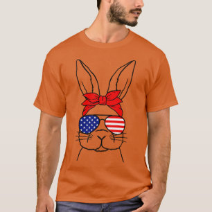Cute Bunny Face American flag Print Glasses EASTE T-Shirt
