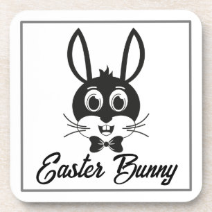 Cute Bunny Face Boy Cartoon Easter Rabbit Beverage Coaster