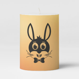 Cute Bunny Face Boy Cartoon Easter Rabbit Pillar Candle