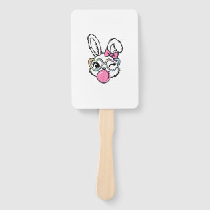 Cute Bunny Face Bubblegum Glasses Pink Coquette Bo Hand Fan