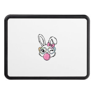Cute Bunny Face Bubblegum Glasses Pink Coquette Bo Hitch Cover