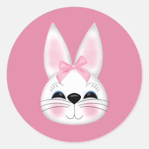 Cute Bunny Face Classic Round Sticker