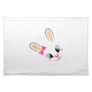 Cute Bunny Face Easter Bunny Funny Rabbit Girls Ea Cloth Placemat