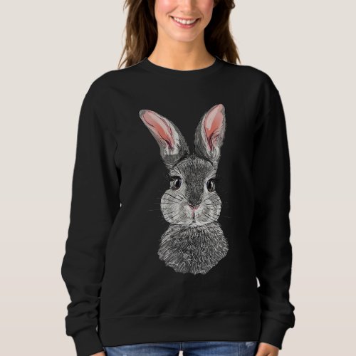 Cute Bunny Face Easter Day Rabbit For Women Girls  Sweatshirt