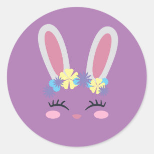 Cute Bunny Face Easter Stickers