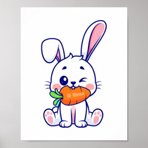 Cute Bunny Face Floral Glasses Headband Happy East Poster