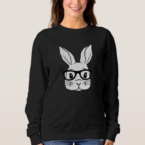 Cute Bunny Face Glasses Happy Easter Day Sweatshirt