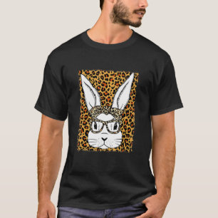 Cute Bunny Face Glasses Leopard For Boys Men Kids T-Shirt