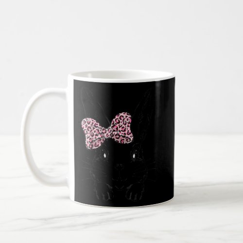 Cute Bunny Face Leopard Bow Tie Girls Women Happy  Coffee Mug