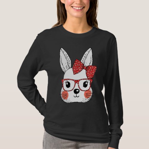 Cute Bunny Face Leopard Glasses Easter Day 2 T_Shirt