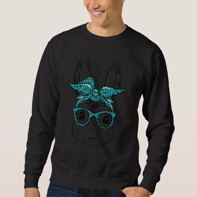 Cute Bunny Face Leopard Glasses Headband Happy Eas Sweatshirt (Front)