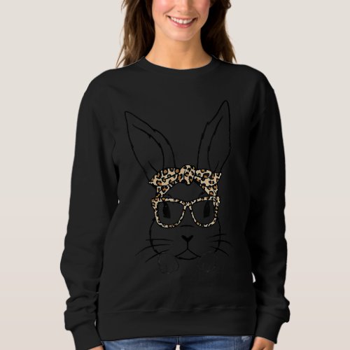 Cute Bunny Face Leopard Glasses Headband Happy Eas Sweatshirt