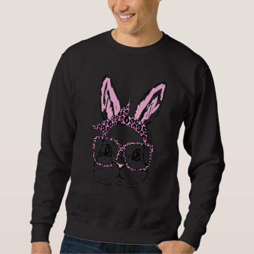 Cute Bunny Face Leopard Glasses Headband Happy Eas Sweatshirt