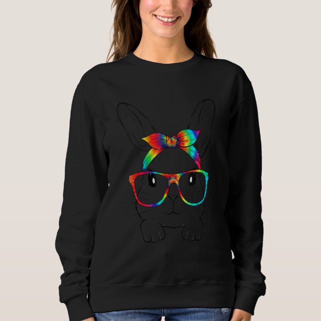 Cute Bunny Face Leopard Glasses Headband Happy Eas Sweatshirt (Front)
