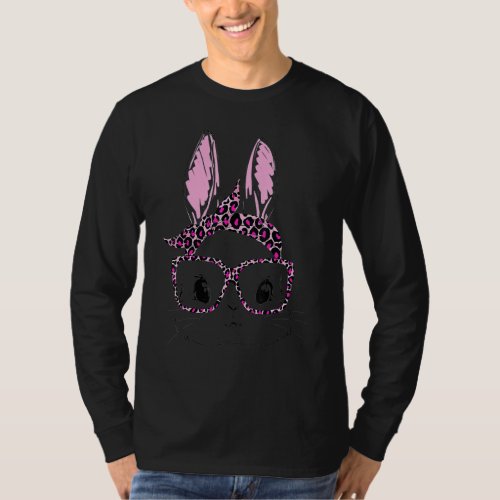 Cute Bunny Face Leopard Glasses Headband Happy Eas T_Shirt