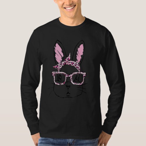 Cute Bunny Face Leopard Glasses Headband Happy Eas T_Shirt