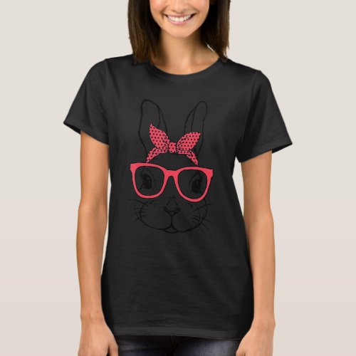 Cute Bunny Face Leopard Glasses Headband Happy Eas T_Shirt