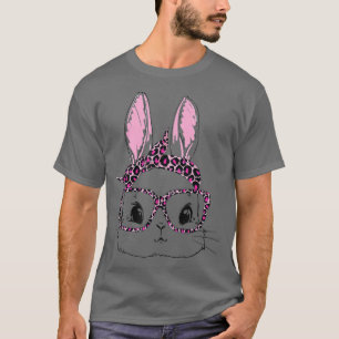 Cute Bunny Face Leopard Glasses Headband Happy Eas T-Shirt