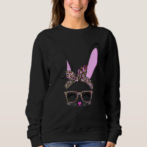 Cute Bunny Face Leopard Print Easter Women Girls K Sweatshirt