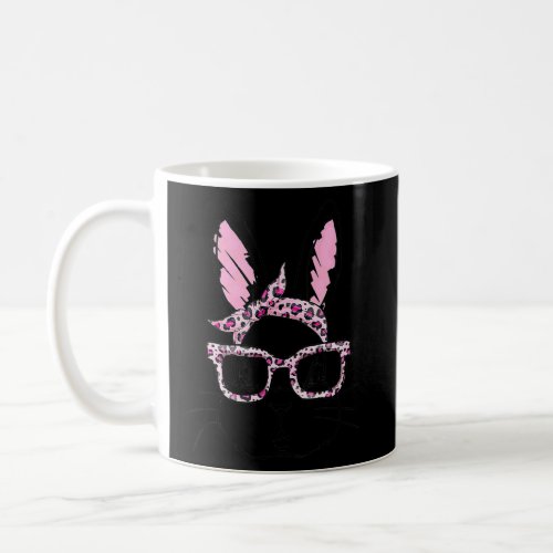 Cute Bunny Face  Leopard Print Glasses Easter Wome Coffee Mug
