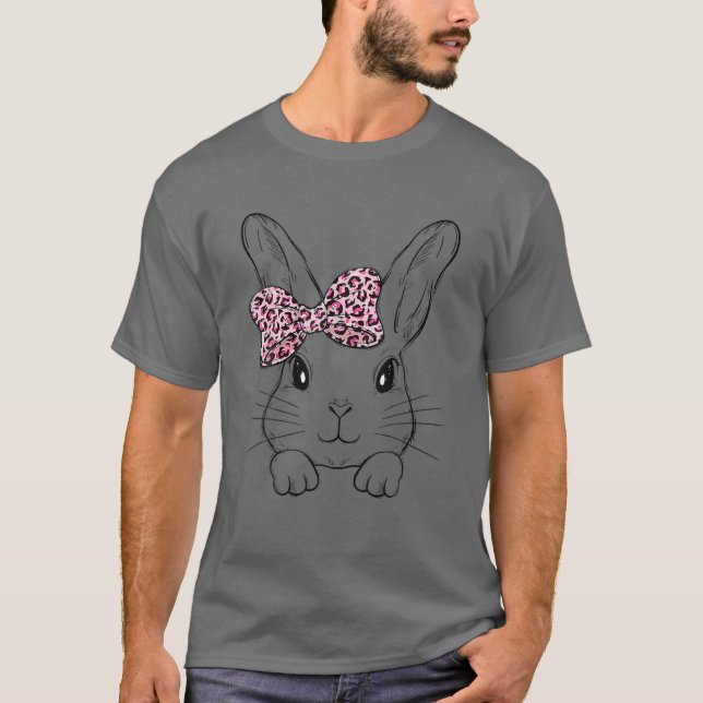 Cute Bunny Face Leopard Print Glasses EASTER Women T-Shirt (Front)