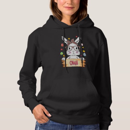 Cute Bunny Face Leopard Print Glasses Oma Easter D Hoodie