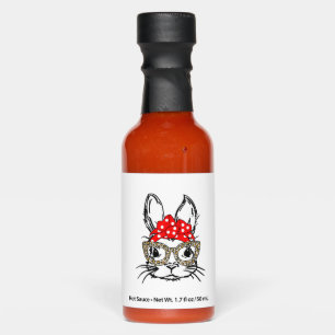 Cute Bunny Face Leopard Print Red Bandana Rabbit L Hot Sauces