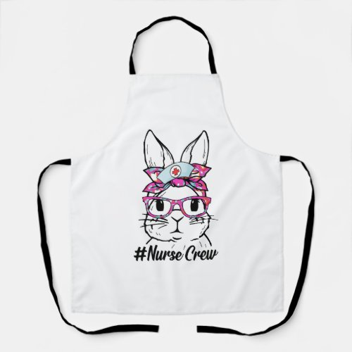 Cute Bunny Face Nurse Tie Dye Glasses Easter Day Apron