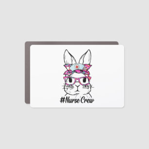 Cute Bunny Face Nurse Tie Dye Glasses Easter Day Car Magnet