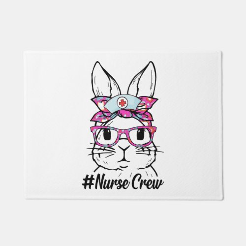 Cute Bunny Face Nurse Tie Dye Glasses Easter Day Doormat