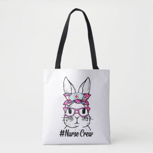 Cute Bunny Face Nurse Tie Dye Glasses Easter Day Tote Bag
