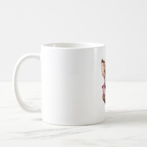 cute bunny face pink glasses floral leopard easter coffee mug