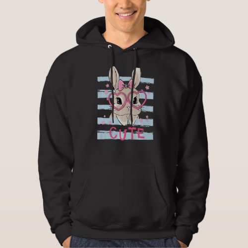 Cute Bunny Face Pink Heart Flowers Glasses Easter  Hoodie