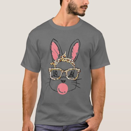 Cute Bunny Face Pink Leopard Bandana Bubblegum Eas T_Shirt