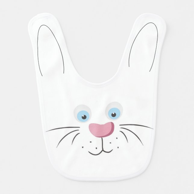 Cute Bunny Face Pink Nose Baby Bib (Front)