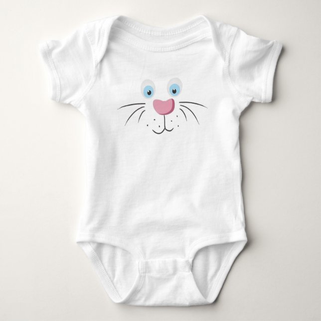 Cute Bunny Face Pink Nose Baby Bodysuit (Front)
