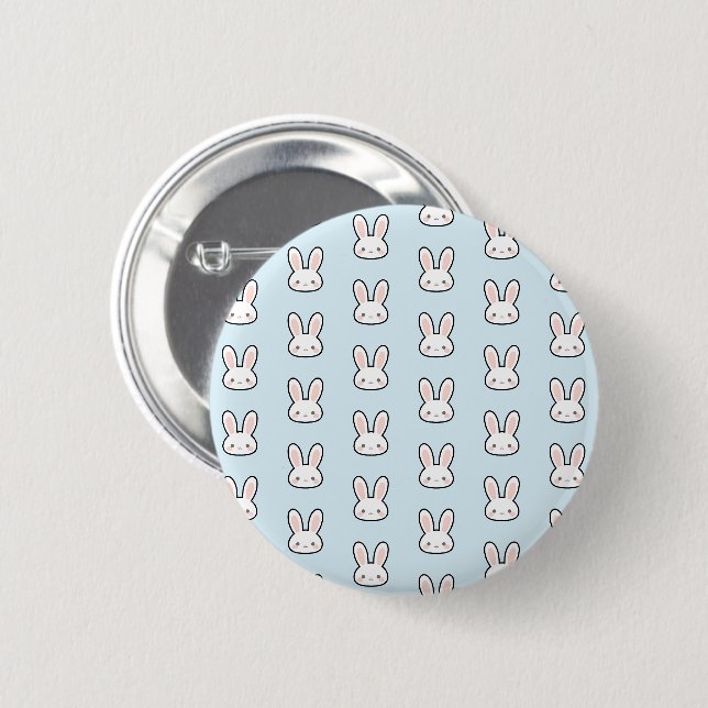 Cute Bunny Face Rabbit Pattern Button (Front & Back)
