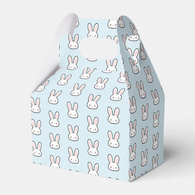 Cute Bunny Face Rabbit Pattern Favor Boxes (Front Side)