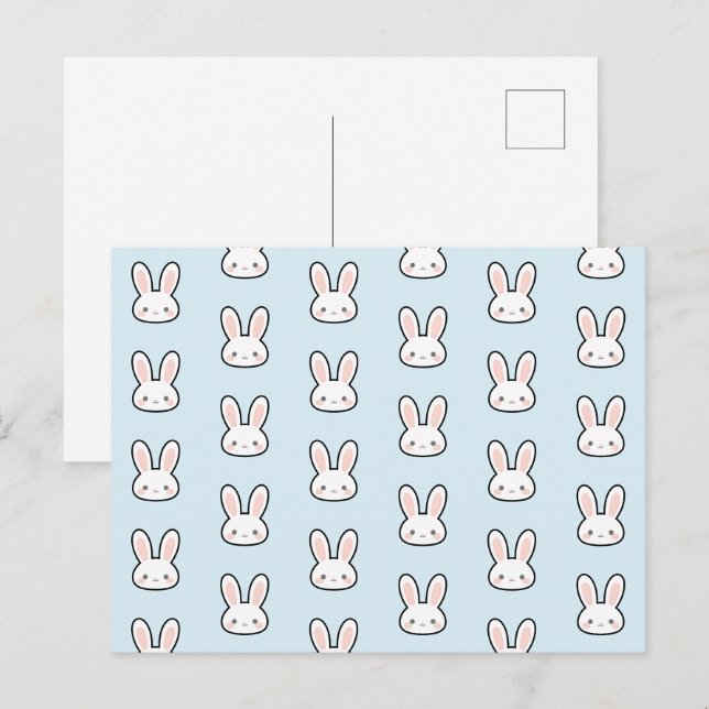 Cute Bunny Face Rabbit Pattern Postcard (Front/Back)