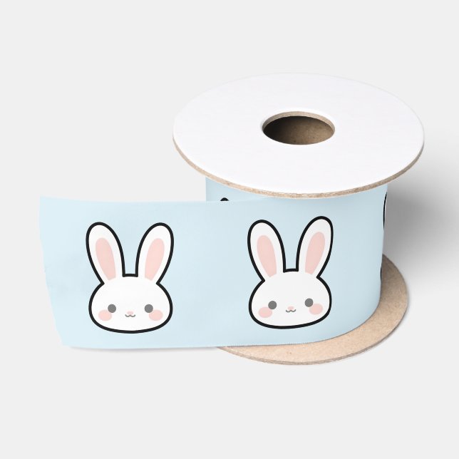 Cute Bunny Face Rabbit Pattern Satin Ribbon (Spool)