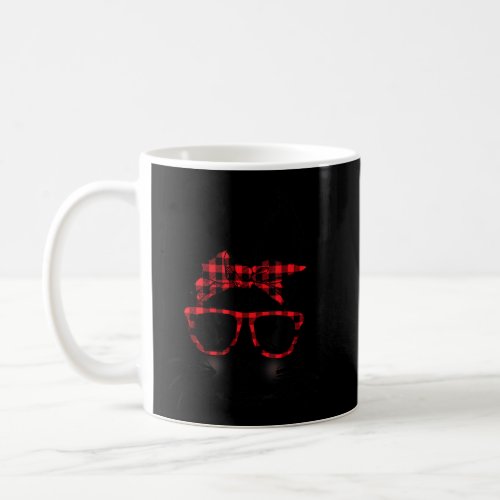Cute Bunny Face Red Buffalo Plaid Glasses Happy Ea Coffee Mug