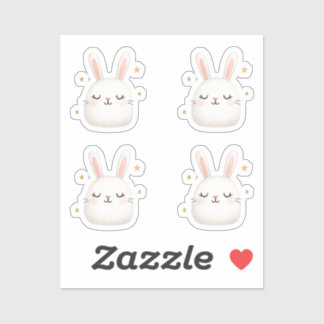 Cute Bunny Face Set – Adorable White Rabbit Set Sticker