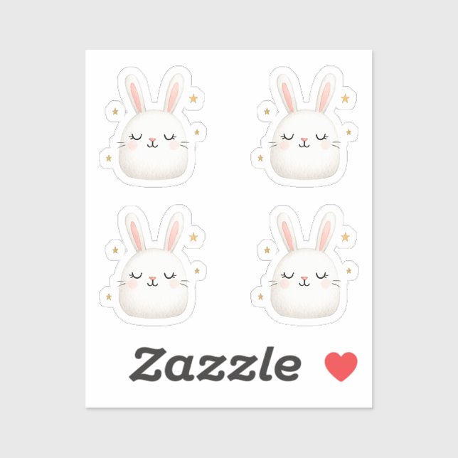 Cute Bunny Face Set – Adorable White Rabbit Set Sticker (Sheet)