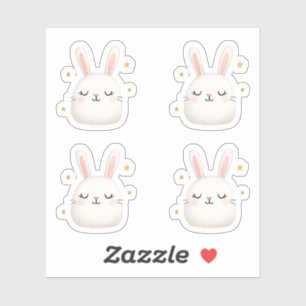 Cute Bunny Face Set – Adorable White Rabbit Set Sticker