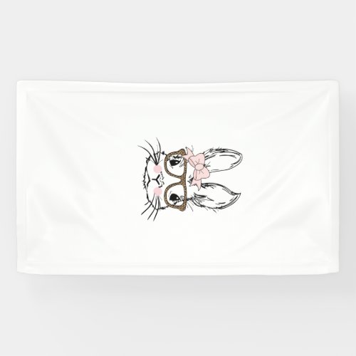 Cute Bunny Face Shirt Leopard Print Glasses EASTER Banner